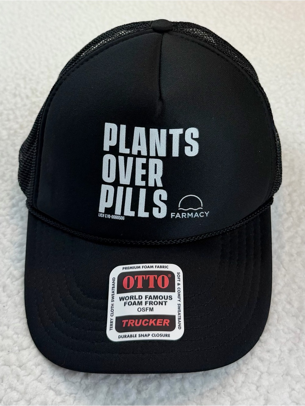 (NWOT) OTTO • Farmacy Black/White "Plants Over Pills" Trucker Hat, OS - Picture 11 of 11